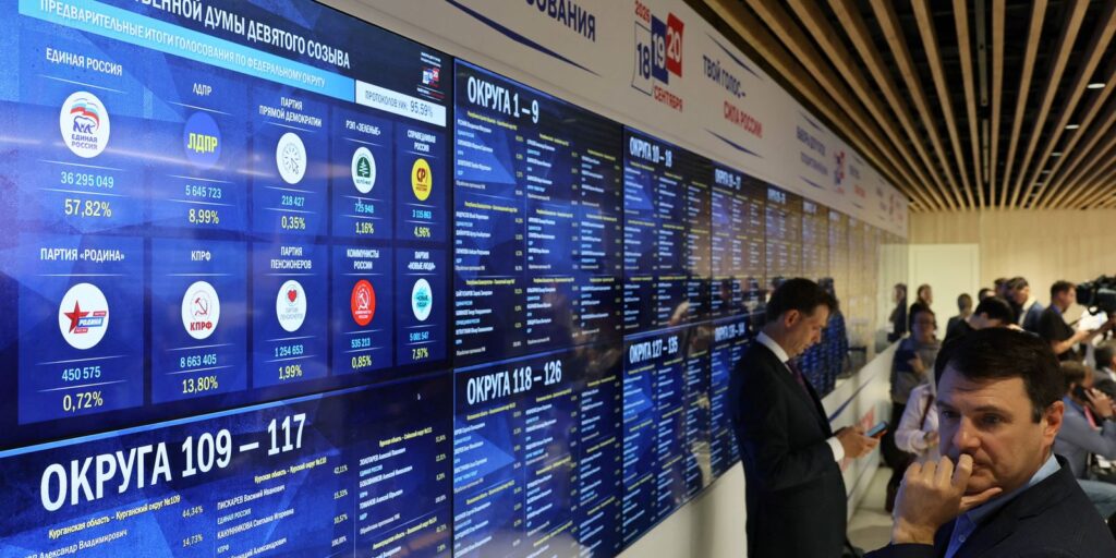 Partido pró-Putin conquista mais de 57% dos votos na Rússia