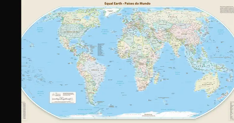 Mapa-múndi corrige dimensões da África, América do Sul e Ásia